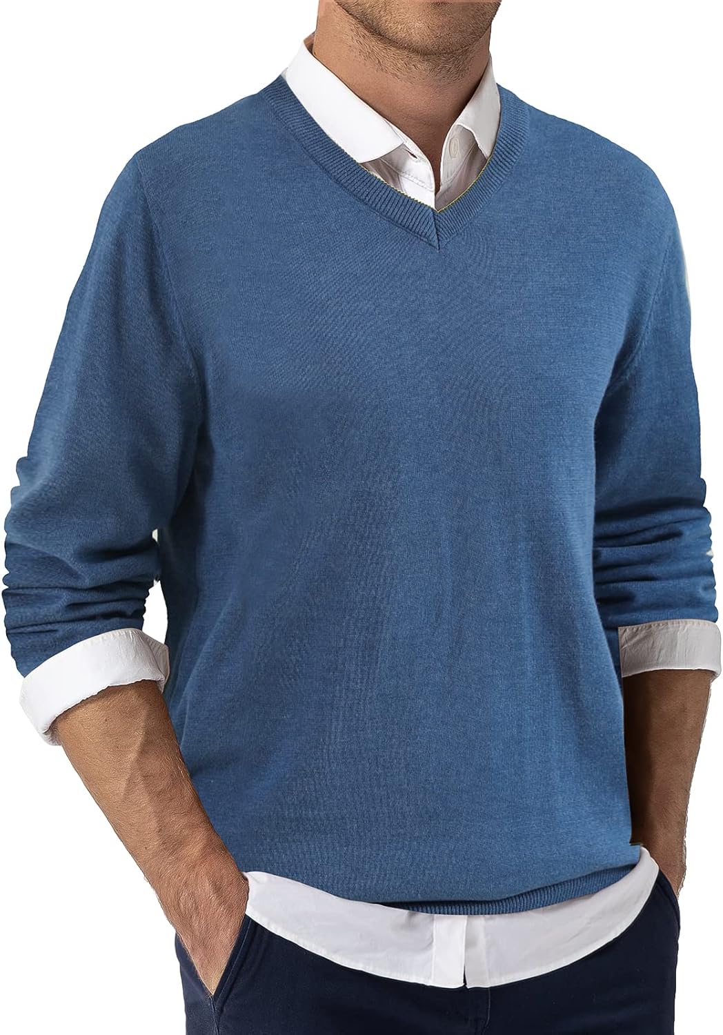 QUALFORT Men’s 100% Cotton Sweater, Soft Pullover Knitwear, Fall Clothes for Men 2026 - Image 2