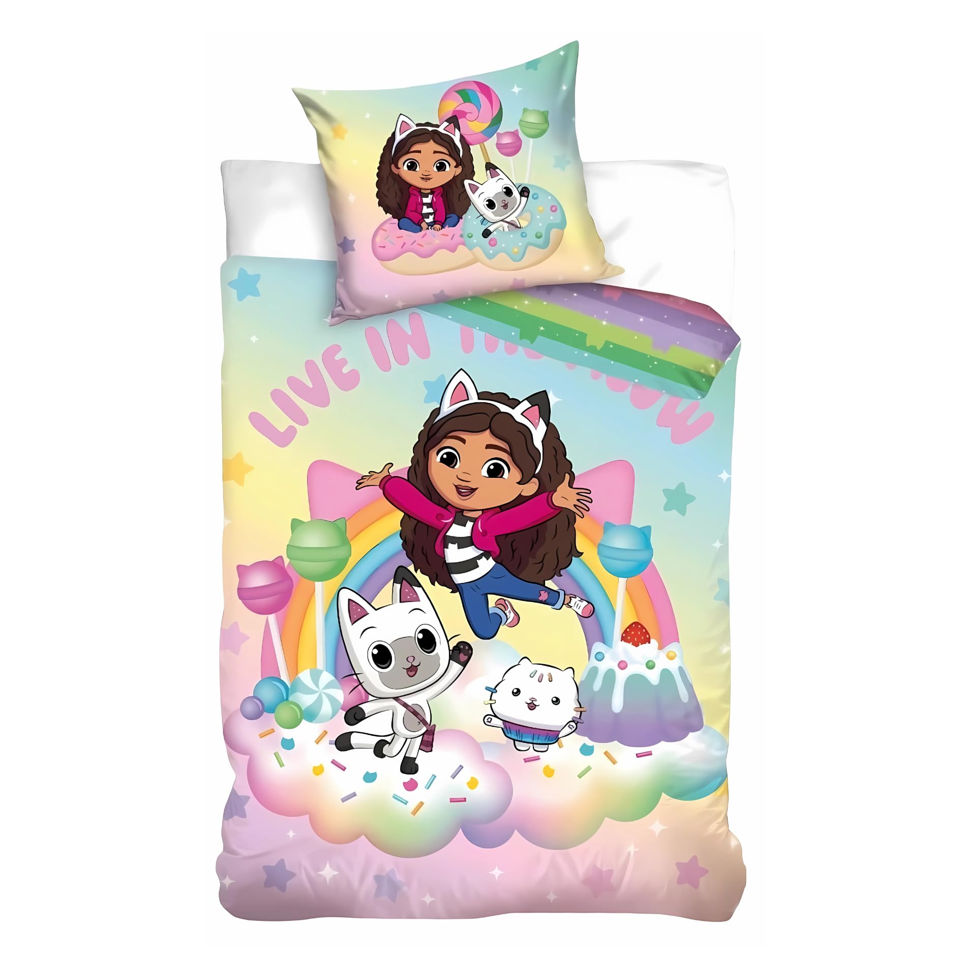 Arlis Gabby's Dollhouse Bedding Set Reversible Duvet Cover 140 X 200 Cm, Pillowcase 65 X 65 Cm (Gabby's Dollhouse Bedding Set)