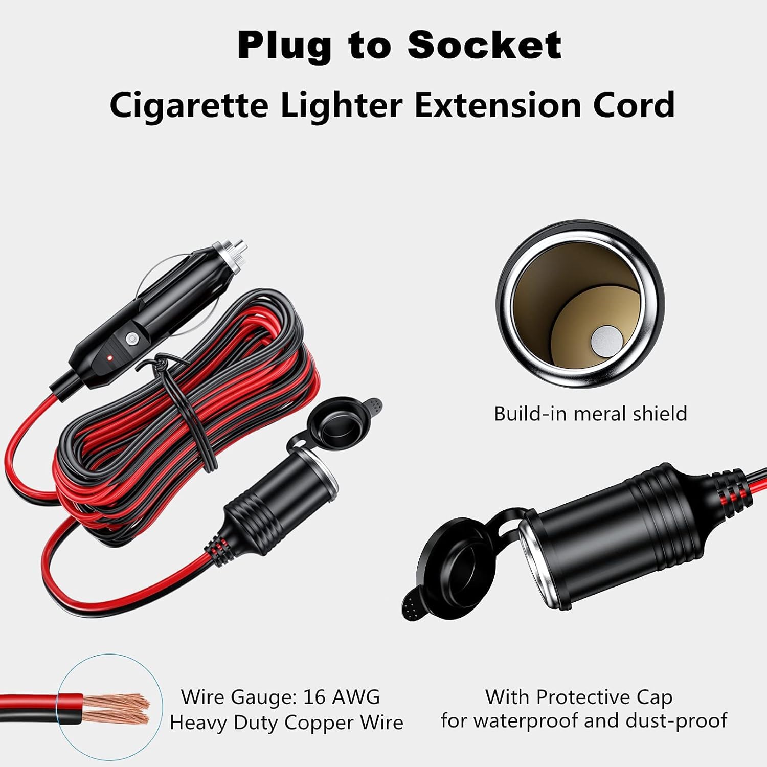 Amazon.com: KEWIG 12/24V Car Cigarette Lighter Extension Cord