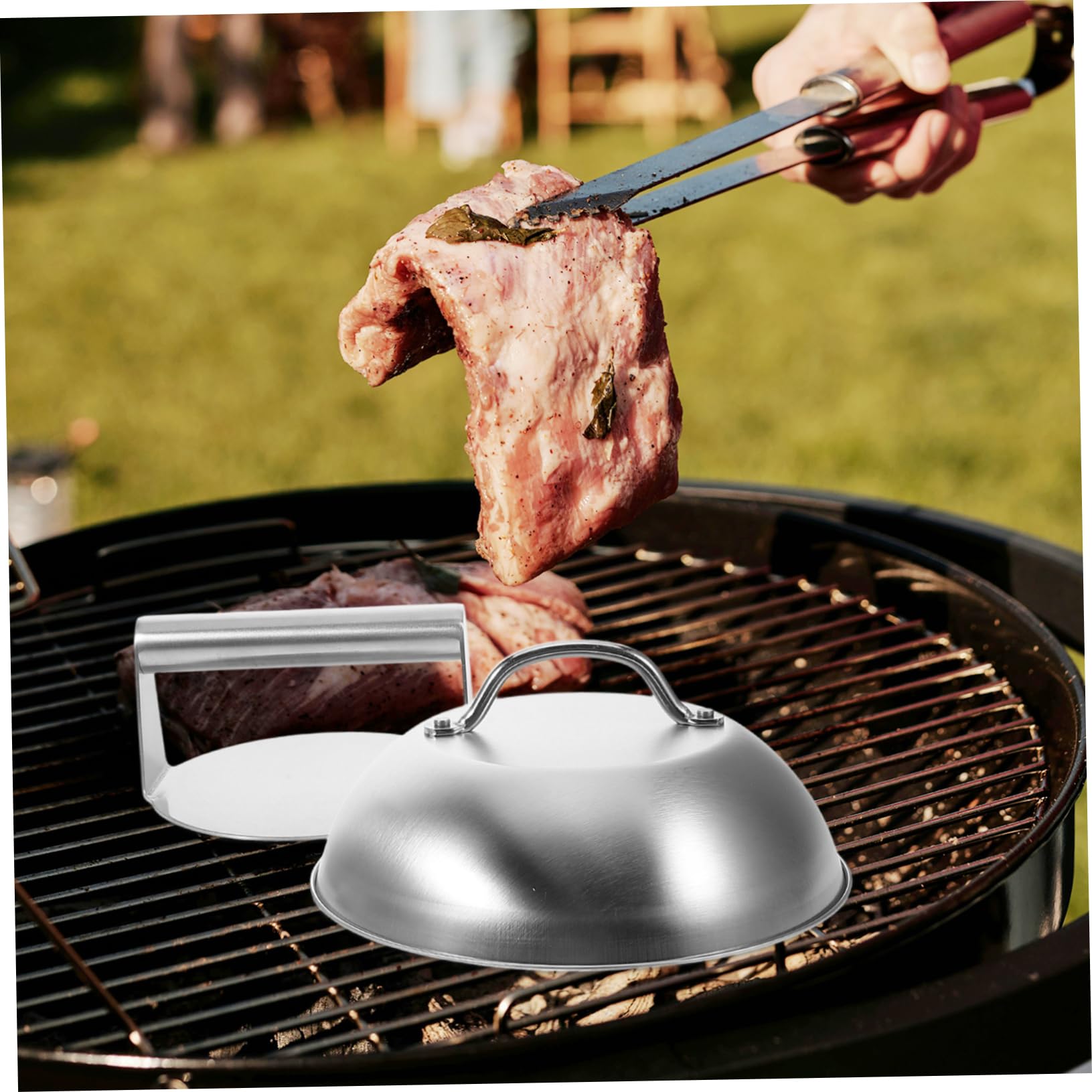 1zestaw Prasy Do Hamburgerów Ze Stali Nierdzewnej z Pokrywką Do Gotowania Płaskim Grillu Akcesoria Grillowania z Topnienia