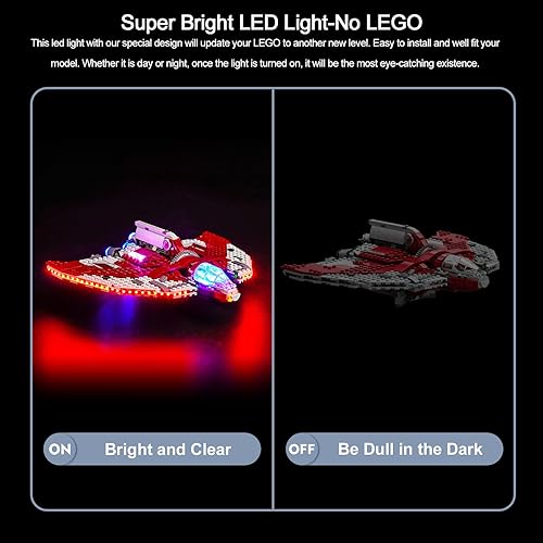 Miniatura 5 de BrickBling Luz LED para Lego Ahsoka Tano T-6 Jedi Shuttle Playset (sin modelo), luces de control remoto compatibles con Lego 75362, gran sorpresa