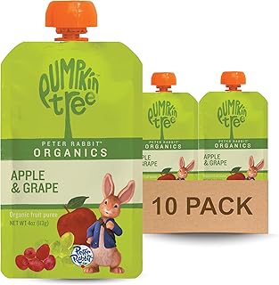 Pumpkin Tree Peter Rabbit Organics, Organic Apple and Grape 100% Pure Fruit Snack, 4 Ounce (Pack of 10)