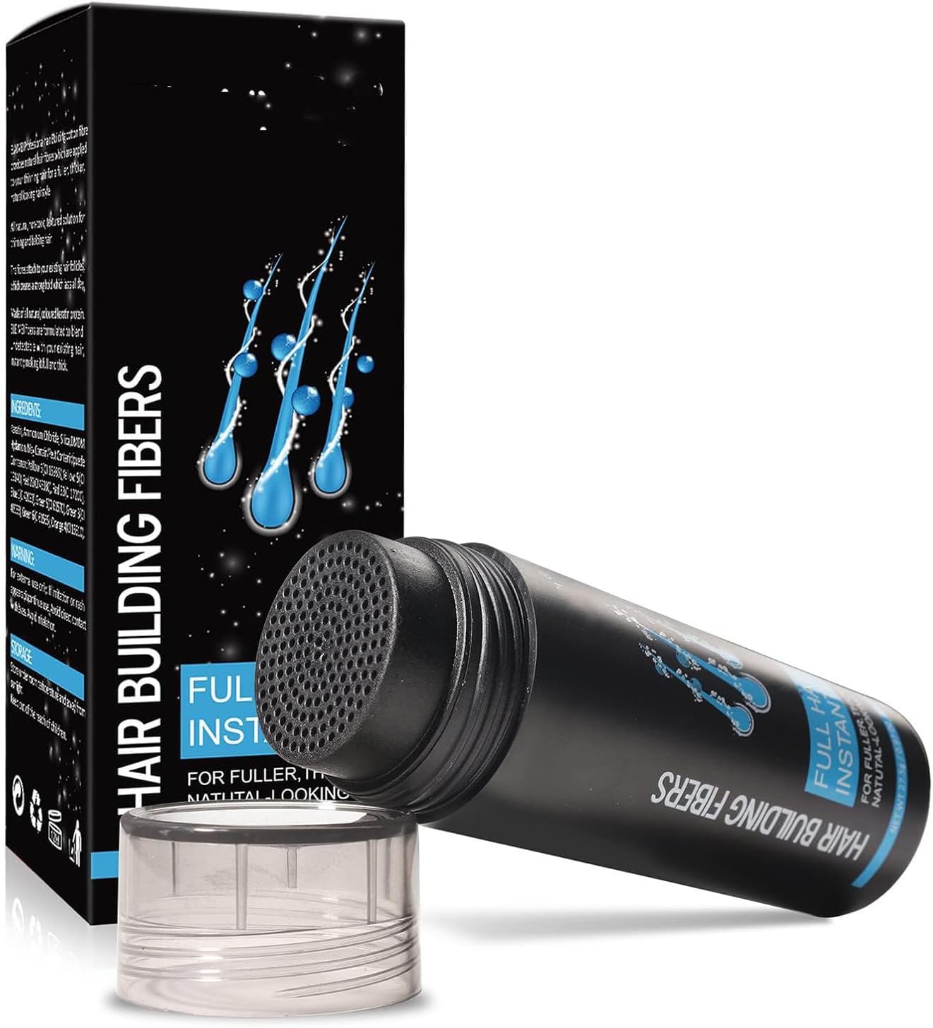 Hair Building Fibers, Professional Quality Fibre Hair Powder Spray Hair Fibres Black Hair Loss Concealer for Men and Women for Bald Spots & Thinning Hair (Black)