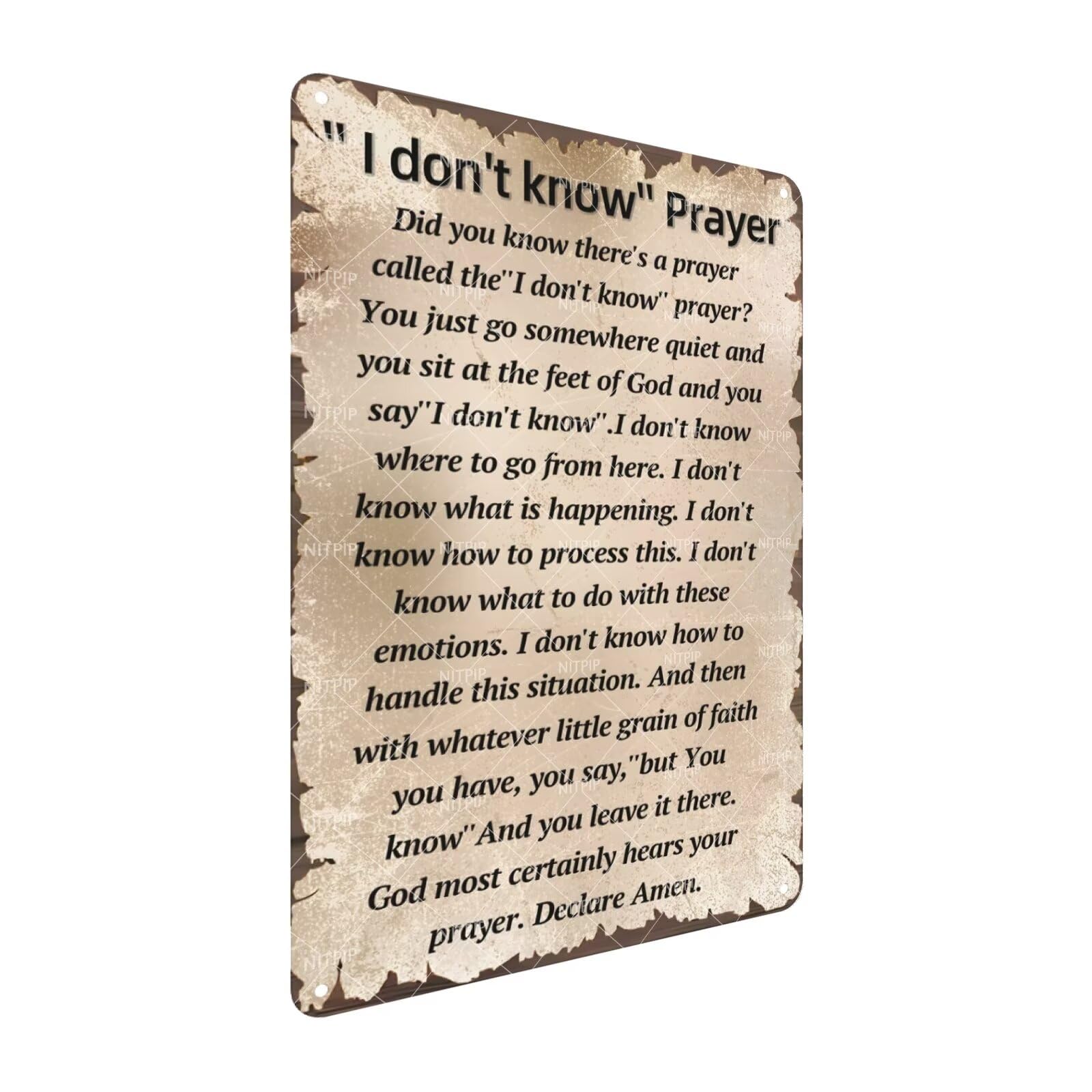 Vintage Jesus Metal Tin Sign I Don't Know Prayer Poster Wall Art Prayer Motivational Positive Quotes Gifts Wall Sign for Church Home Bedroom Decor