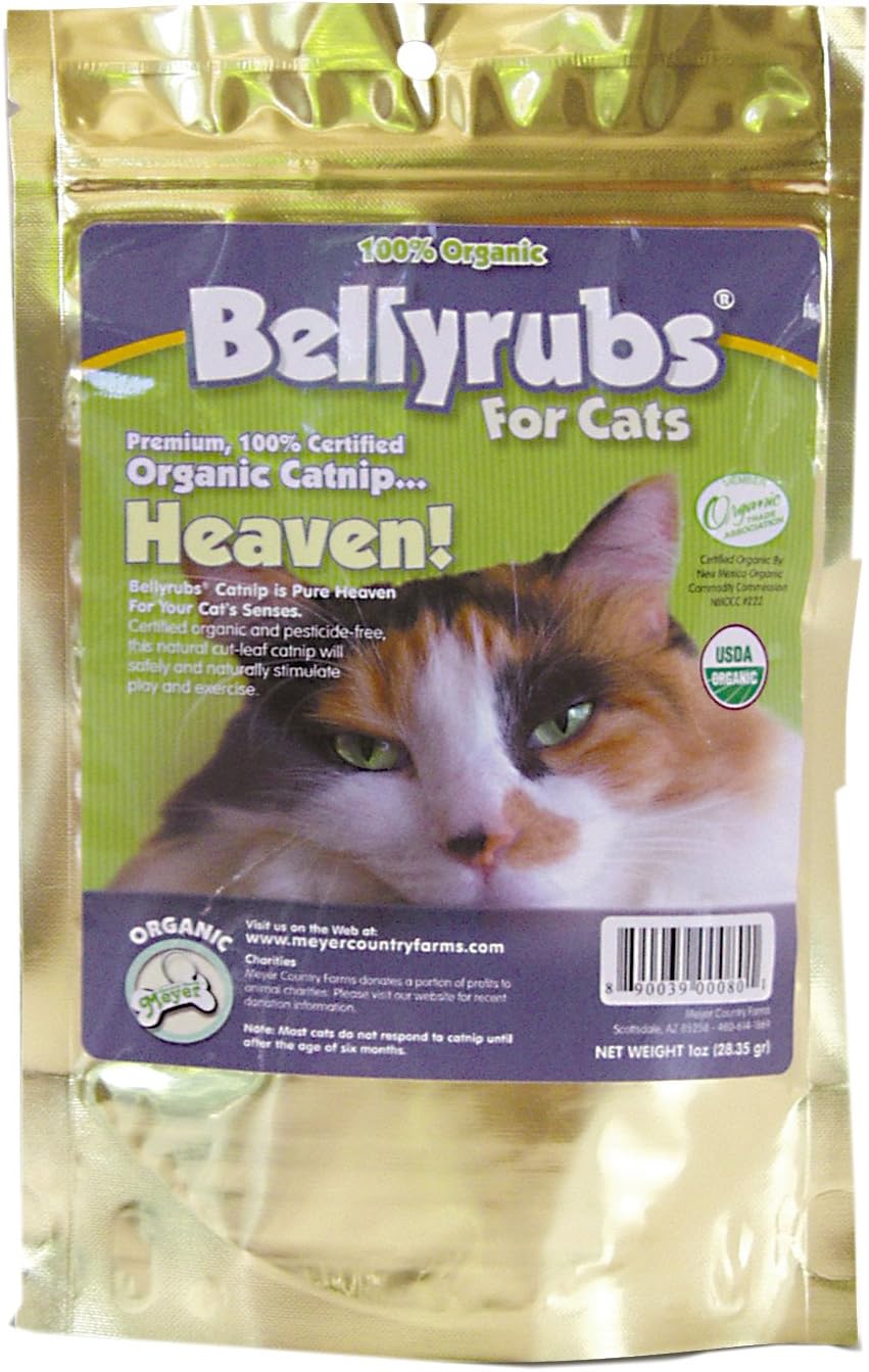 Bellyrubs Premium Catnip - 1oz Resealable Bag | Natural Cut Leaf Cat Nip | Safe Blend for Cats | Naturally Promotes Activity and Playfulness | Made in USA