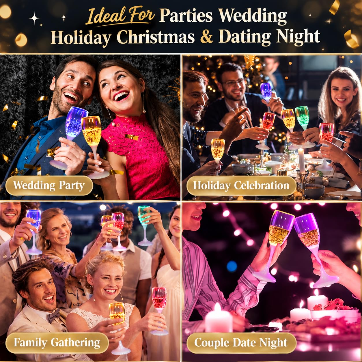 Light Up Champagne Glasses - Glow in the Dark Party Cups -4
