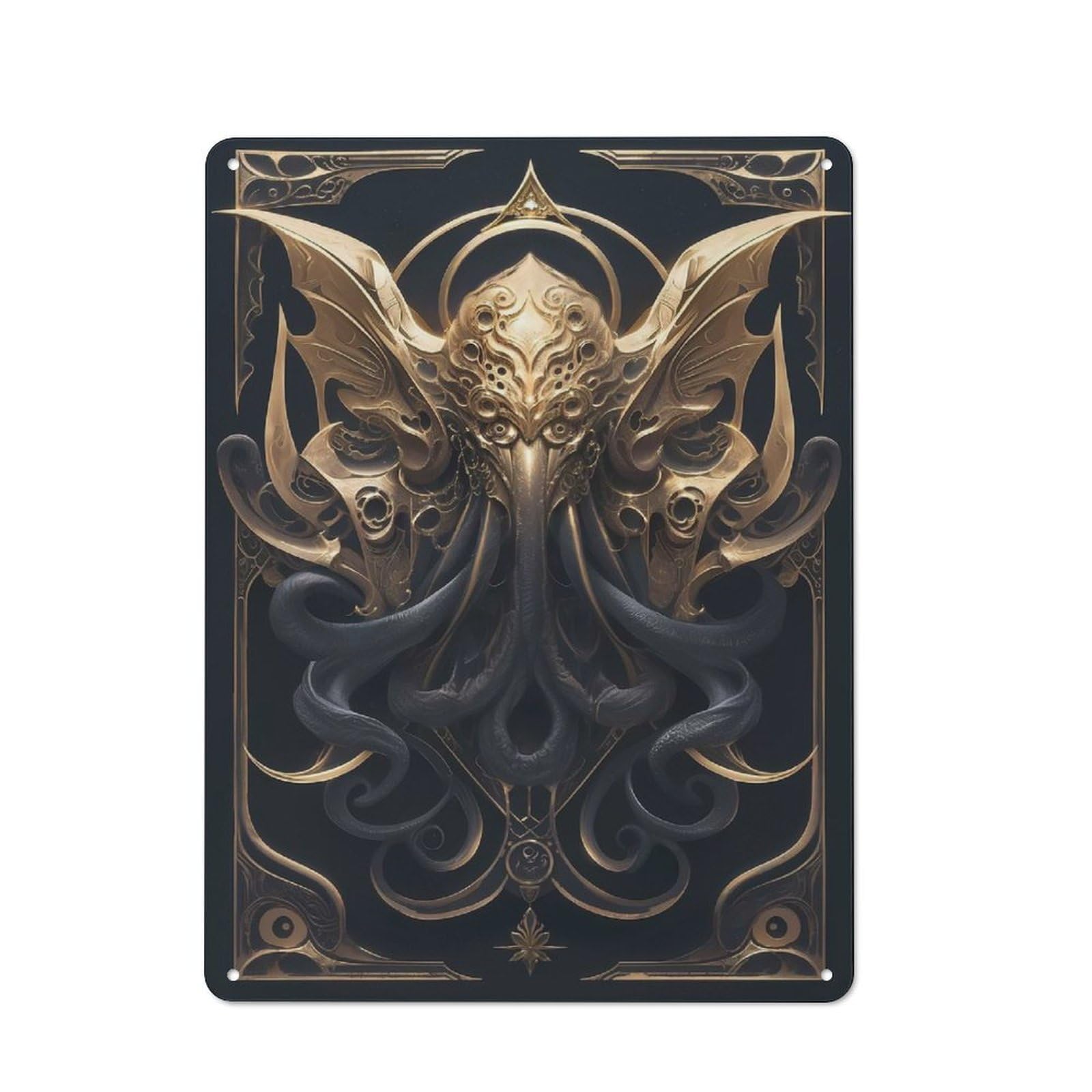 Junmoney Style Metal Sign 40X30cm With King Cthulhu Art Deco For Pub Or Café, Vintage Decor, For Metal Sign Collectors, For Garage And Workshop Walls