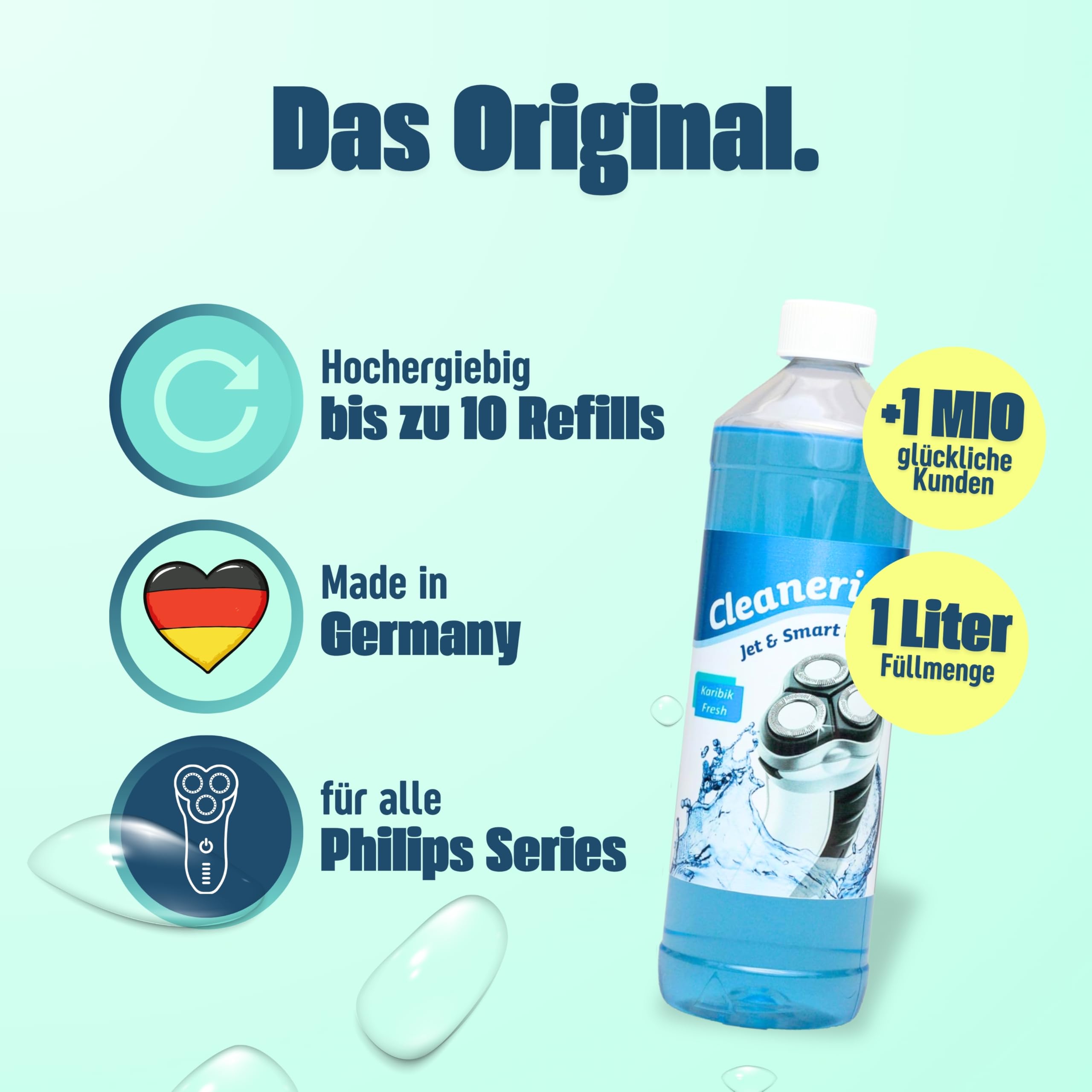 Jet & Smart Fluid Liquide de nettoyage pour rasoir Philips des séries 5000/7000/8000/9000–