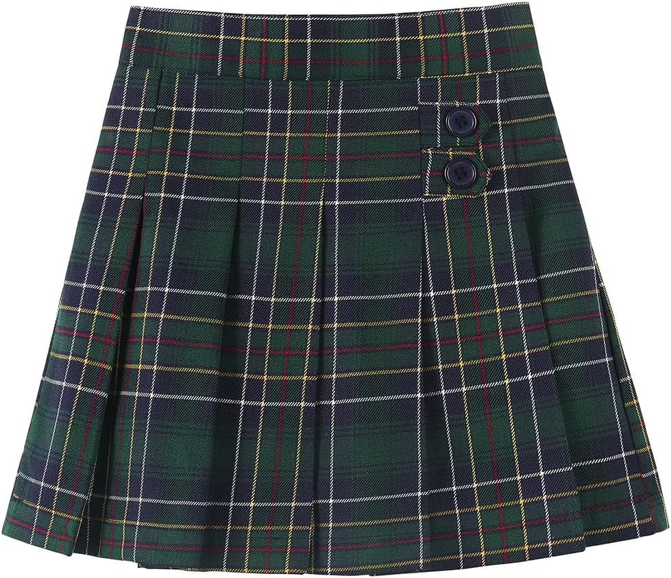 Noomelfish Girls Button Pleated Scooter Skirt School Uniform Skort (5-12 Years)