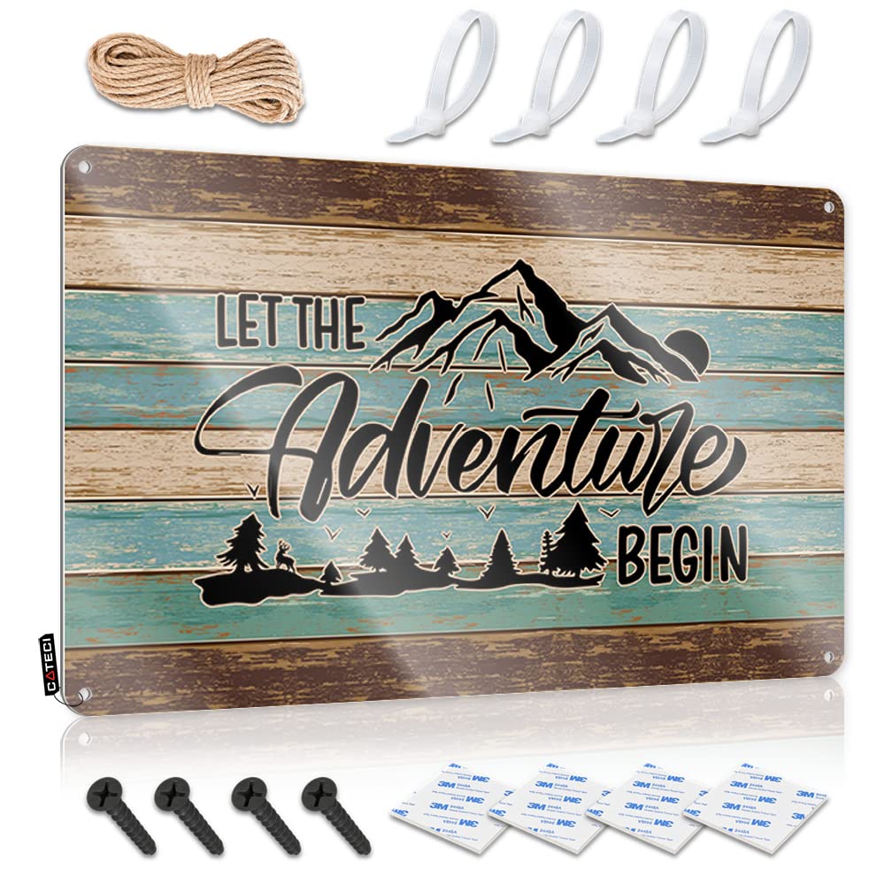 Decaor Tin Sign Gift For Her | Let The Adventure Begin Cottage Bedroom Decoration(20X30CM)