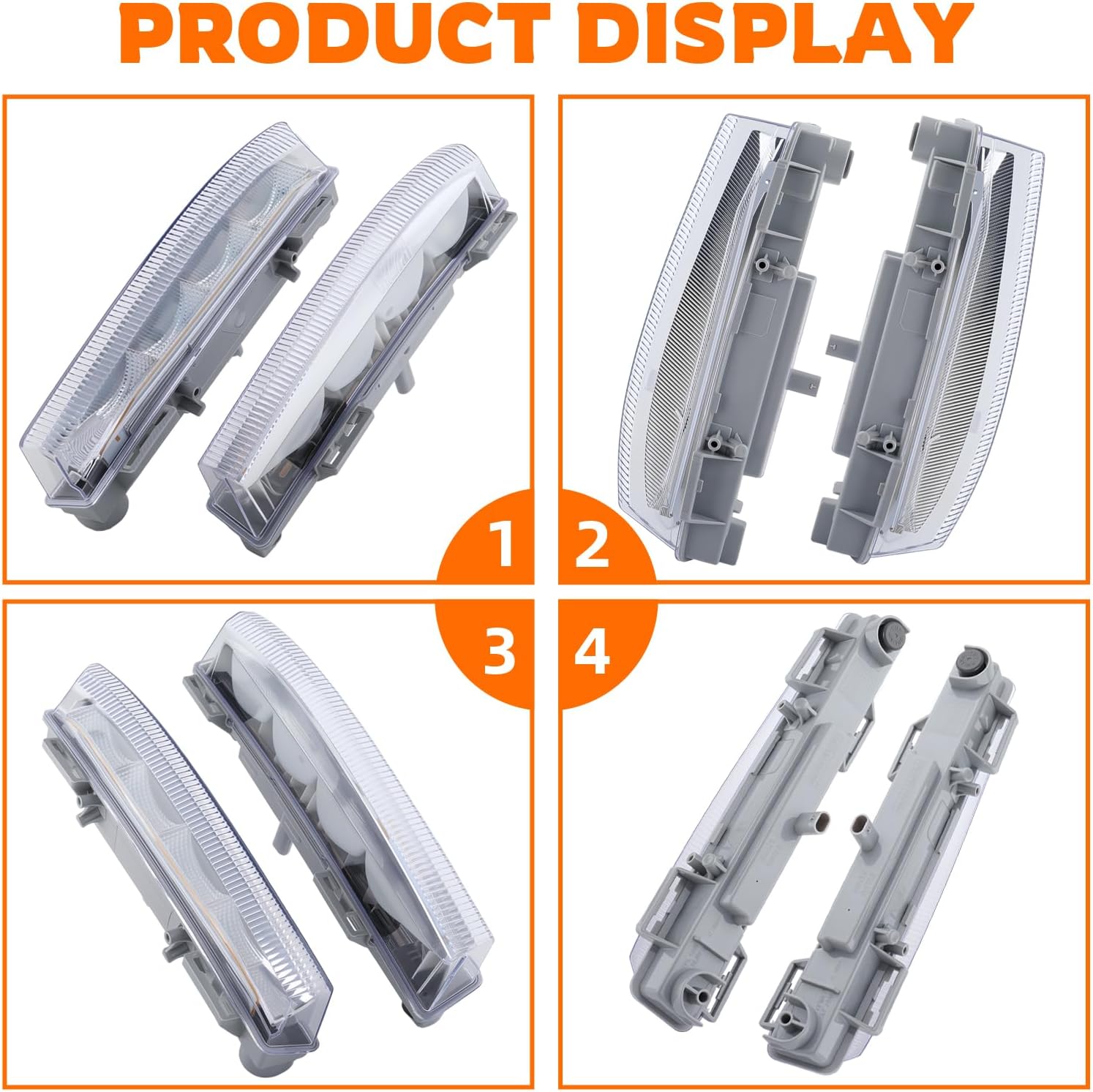 GoaMotors Pair of Fog Lights Lamps DRL Clear Lens Fits for Mercedes Benz C200/C300/C63 AMG 2012-2014 for Mercedes Benz C250/C350 (DRL only) 2012-2015, Replace 2049068900 2049069000