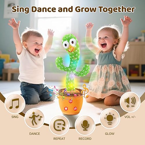 Miniatura 3 de Juguete de cactus para bebé, hablando, bailando, cantando, volumen ajustable, bebé niña para 1 año, juguetes infantiles para 0-6, 6-12 meses