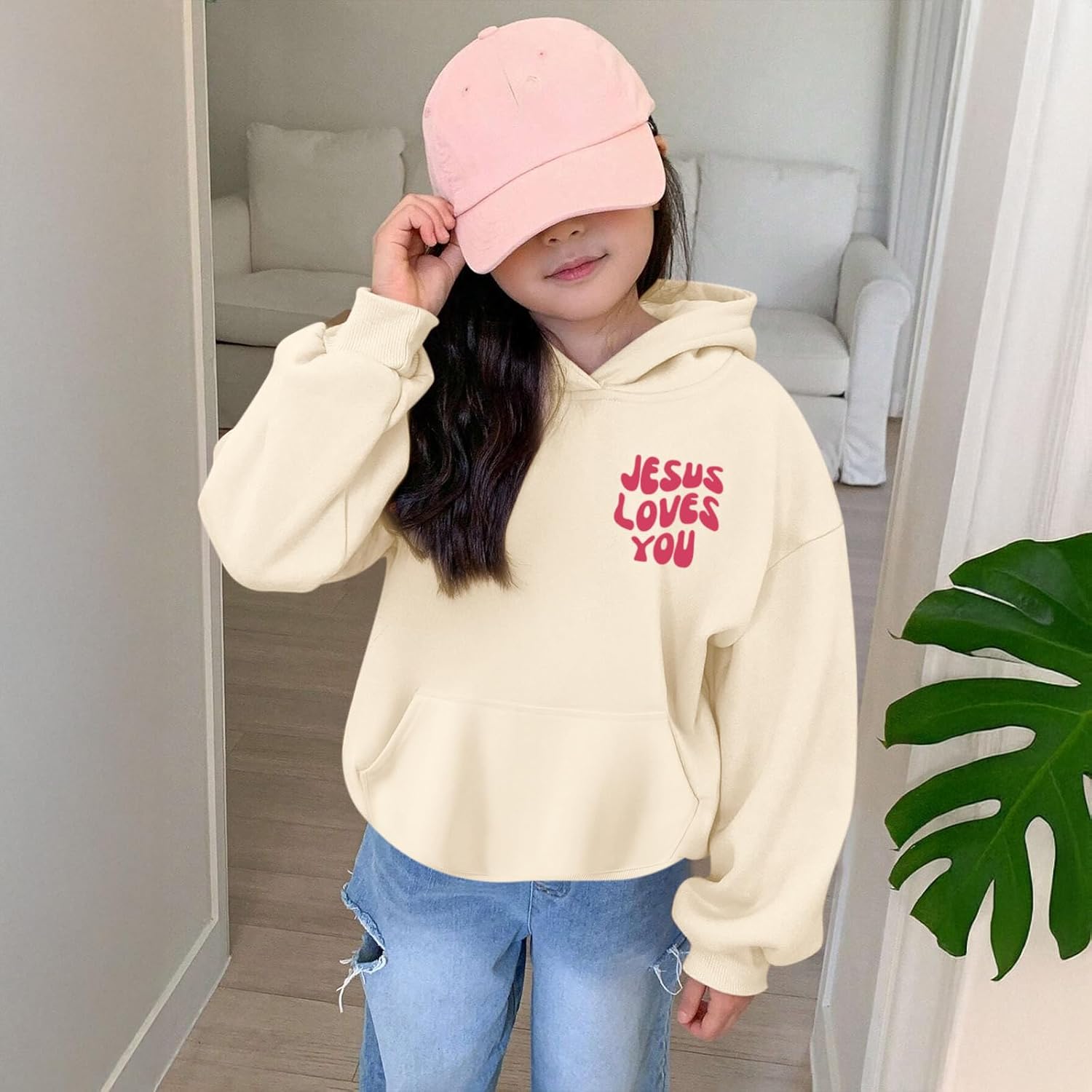 Christian Jesus Loves You Hoodie For Teen Girls Cute Graphic Hoodies Kids Bible Verse Faith Sweatshirt God Pullover - Image 4