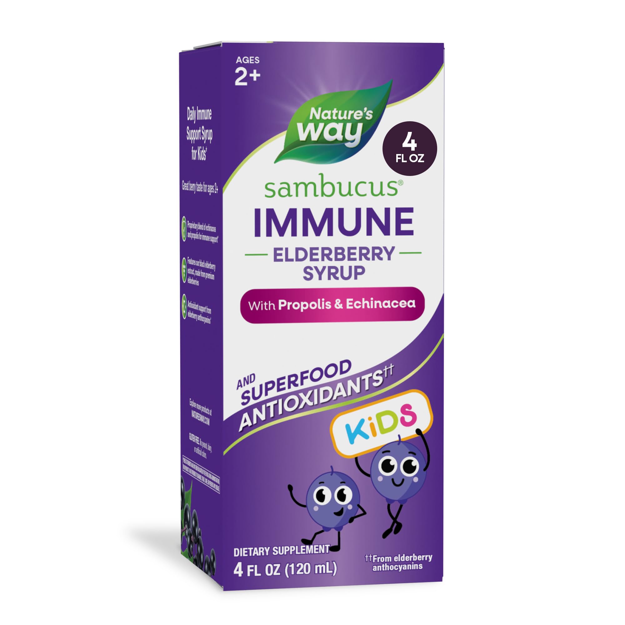 Nature's Way Sambucus Kids Immune Elderberry Syrup, Echinacea &amp; Propolis