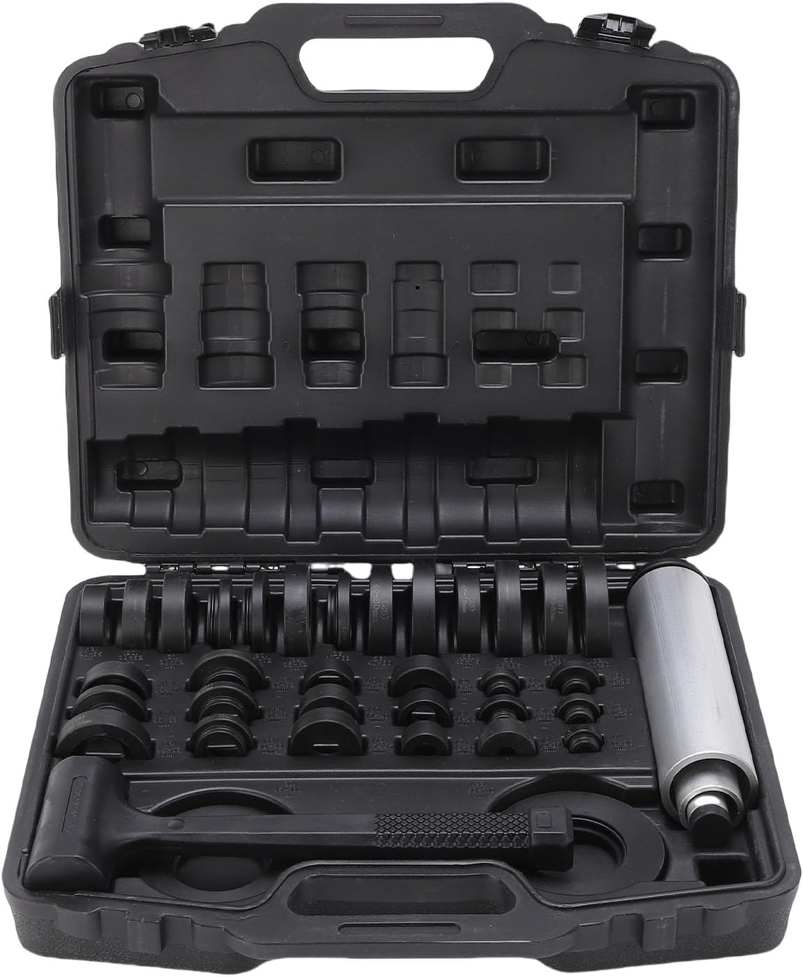 Custom Bushing, Bearing Race and Seal Driver Set, Installer Tool Kit,Includs 33 Nylon Sleeves and Metal Sleeves, 1.5LB Hammer, for Most Modern Vehicles, Bearing and Seal