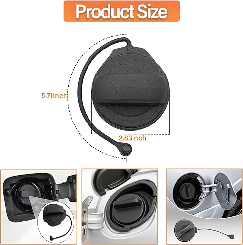 Miniatura 4 de Tapa de gasolina compatible con V-olkswagen S-koda A-udi A1 A2 A3 A4 A6 A8, 1J0201550A Bloqueo del tanque de combustible con cable de prevención de