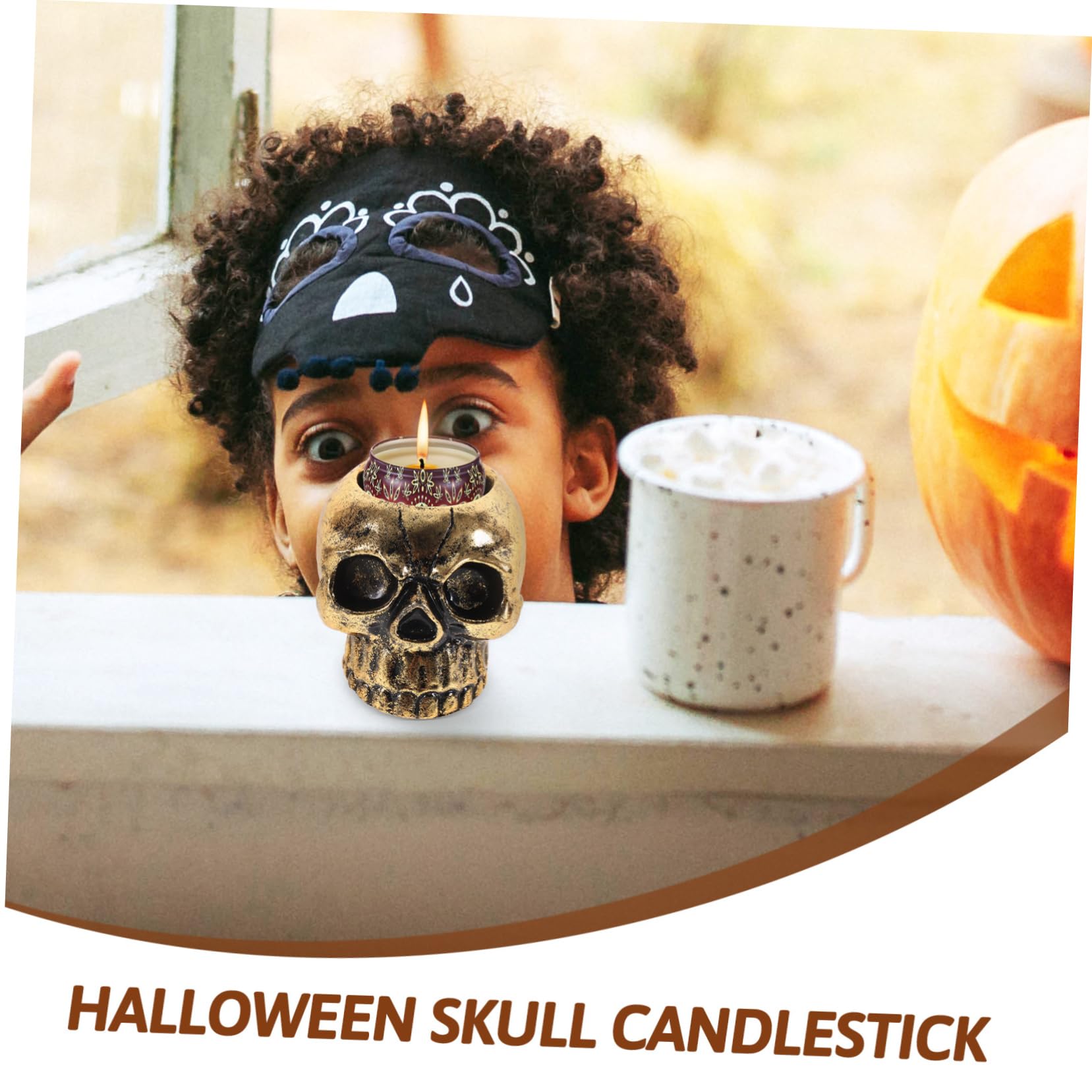 Bougeoir Crâne Gothique - Lot De 3 Pièces - Résine Et Métal - Décoration Halloween Ou Style Sombre Toute L'année