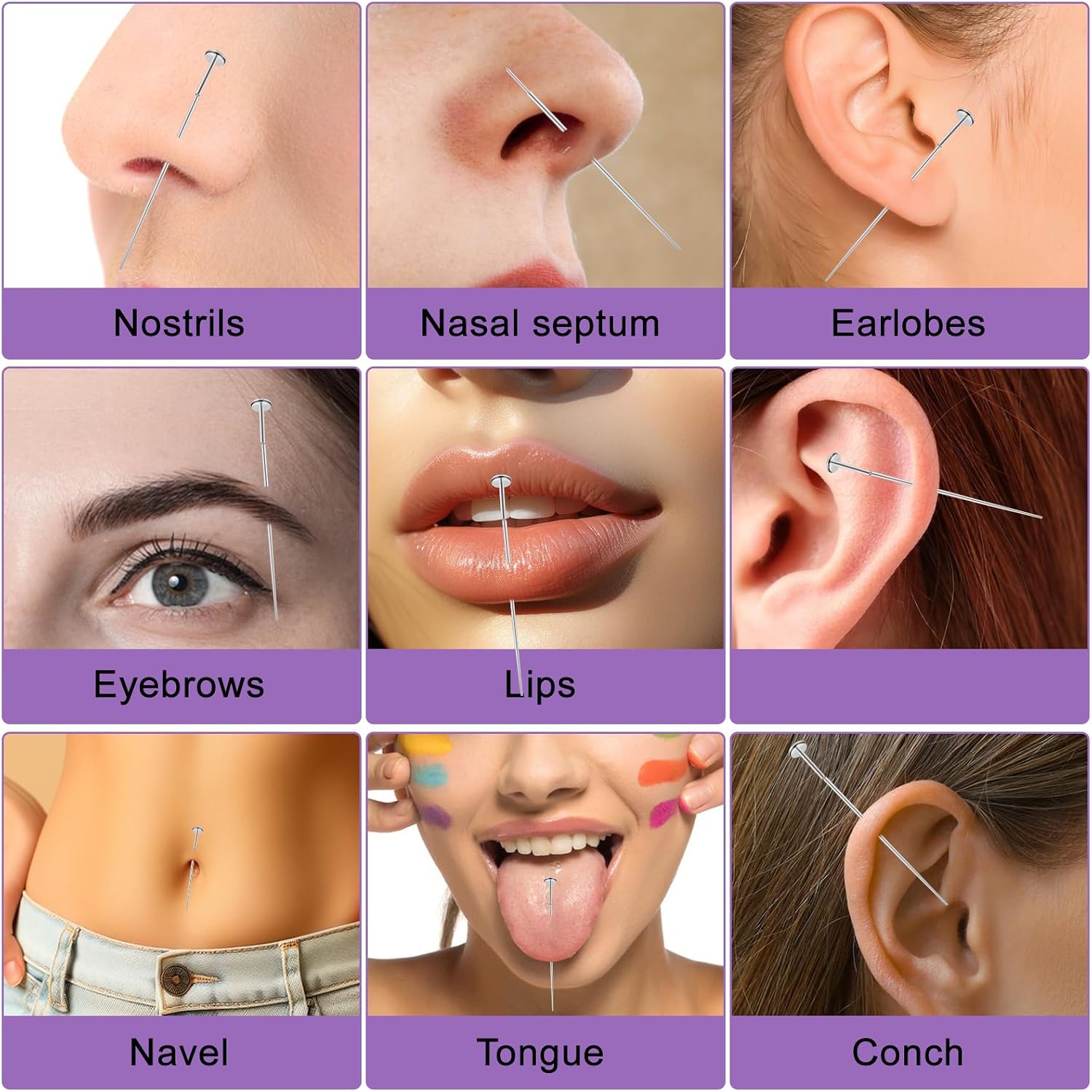 Piercing Taper Ball Grabber Tool for Changing Jewelry,12G 14G 16G 18G 20G Flat Back Earring Insertion Tool Stainless Steel Piercings Threader Tools Body Piercing Kit for Navel Ear Nose Lip Eyebrow