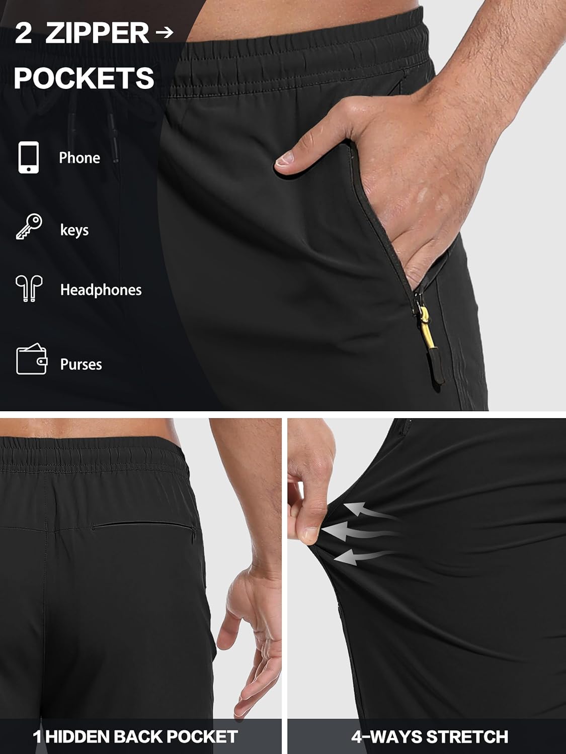 Men's Hiking Pants Lightweight Quick Dry Waterproof Breathable Athletic Joggers Track Running Sweatpants - Image 4