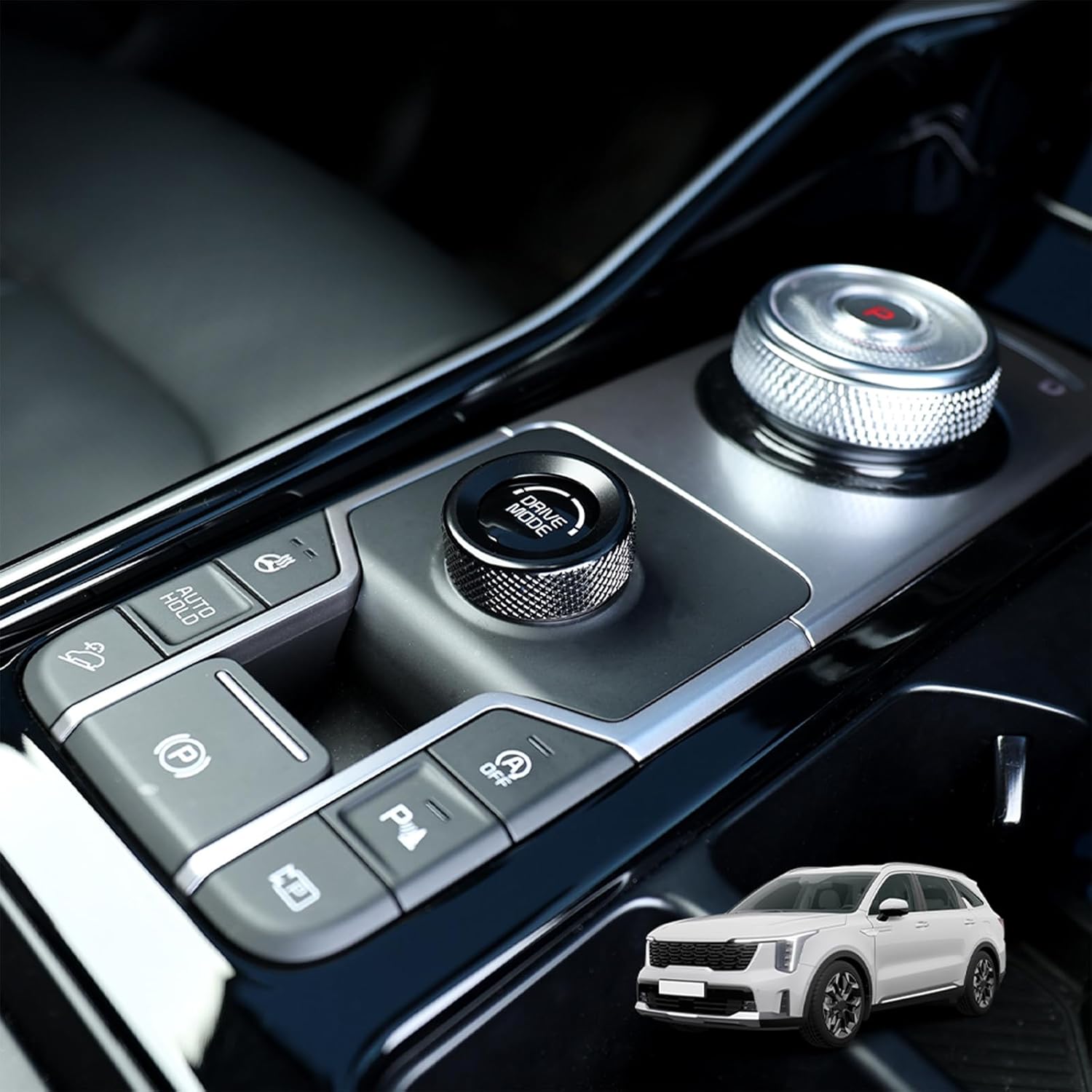 Aluminum Car Gear Control Knob Cover Drive Mode Gear Shift Switch Knob Protective Cover Compatible with Kia Sorento 2022-2025 Accessories (Black)