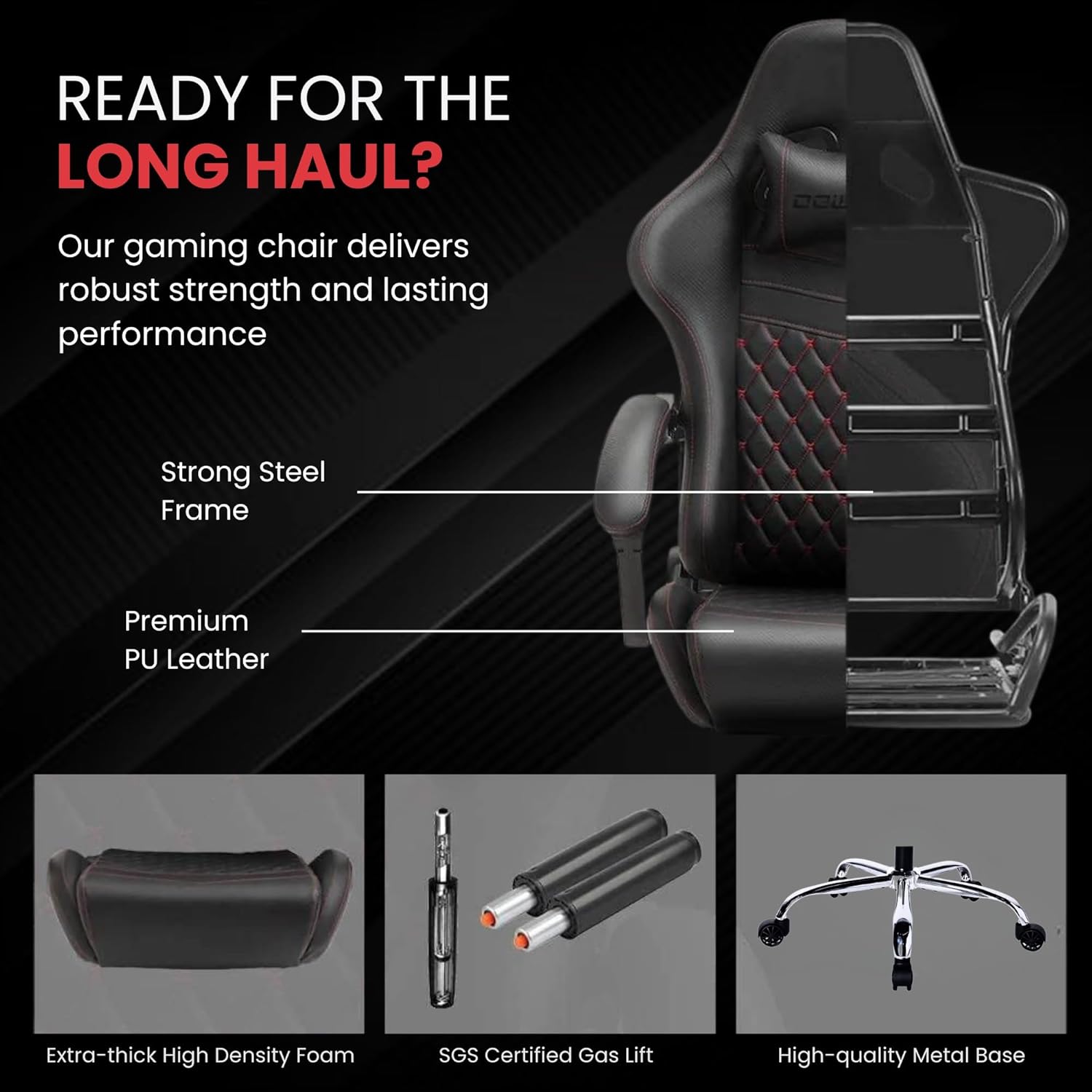 Dowinx Multi-Functional Ergonomic Gaming & Computer Chair – Massage Cushion, Premium PU Leather, Adjustable Neck & Lumbar Pillow for Back Support & Footrest, Home & Office Chair (Black) Dowinx Multi-Functional Ergonomic Gaming & Computer Chair – Massage Cushion, Premium PU Leather, Adjustable Neck & Lumbar Pillow for Back Support & Footrest, Home & Office Chair (Black)