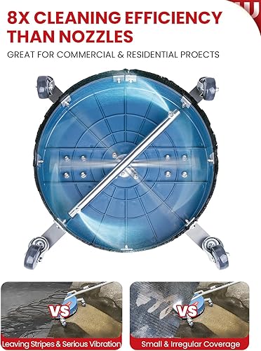 Vista 4 de WOJET 20” Pressure Washer Surface Cleaner with 4 Wheels & Dual Handles, 4500PSI Surface Cleaner Attachment for Pressure Washer for Concrete Driveway