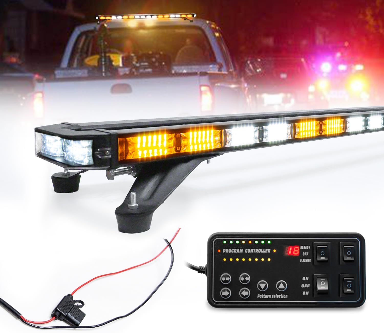 LUMENIX 48 Inch LED Rooftop Strobe Emergency Lights Bar
