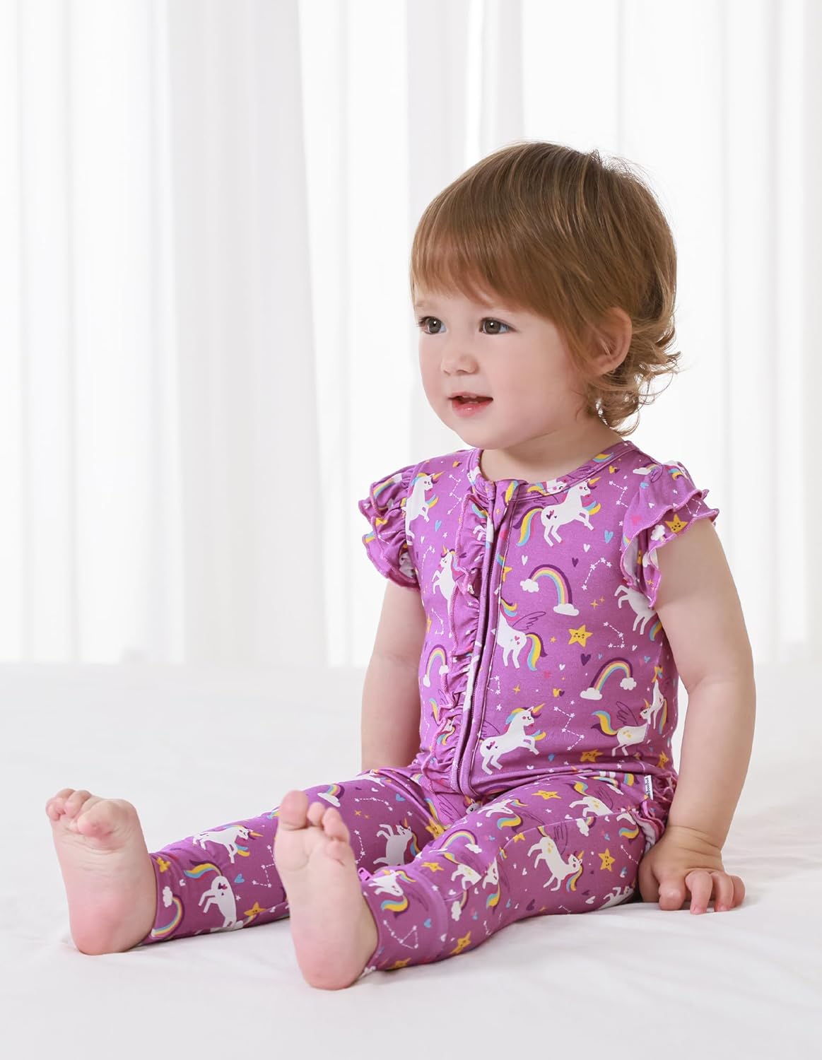 Baby Girls Romper Jumpsuits Viscose from Bamboo 2 Way Zipper Sleeveless Footless Sleep and Play 3-24 Months