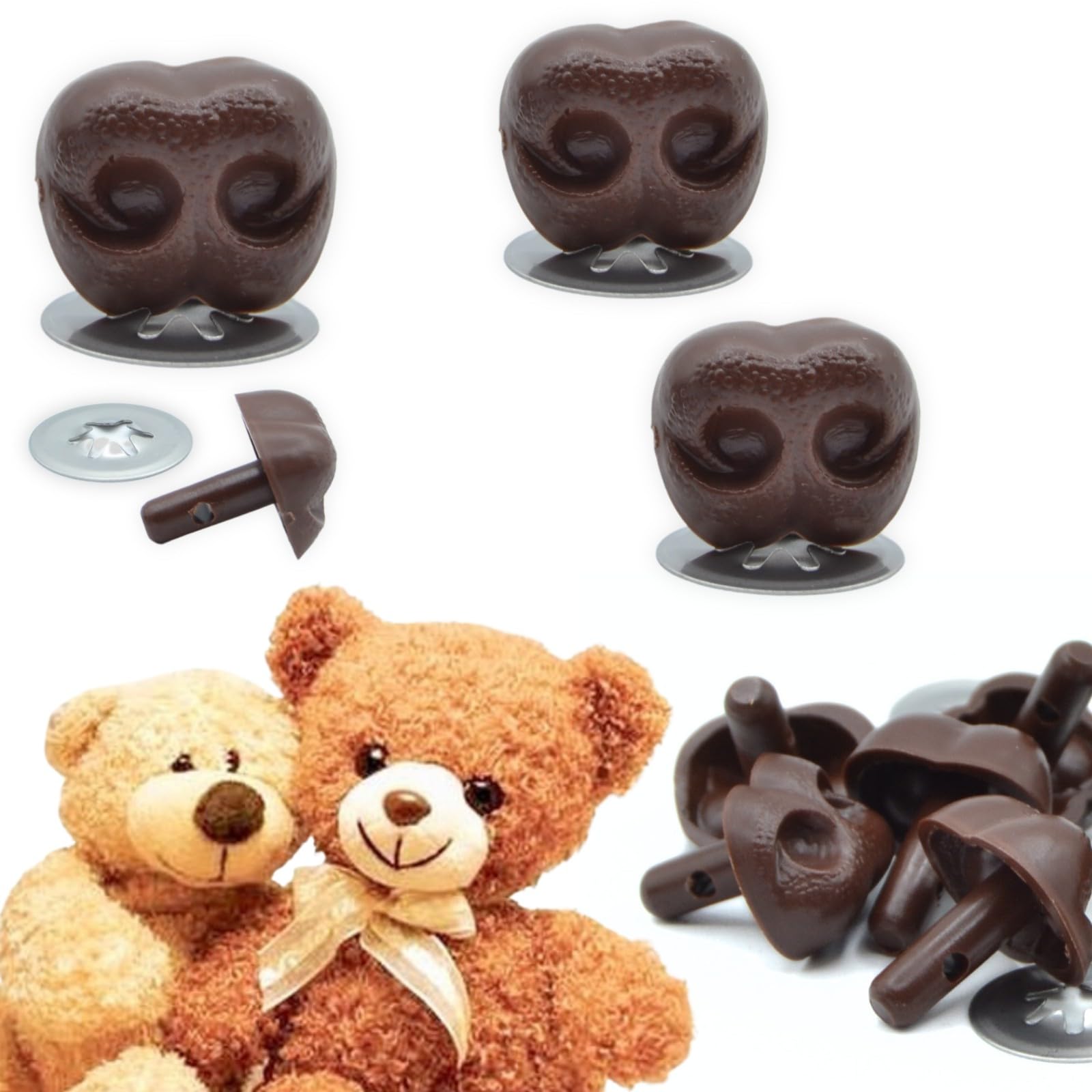 celloexpress 30mm x 24mm Brown Animal/Dog NOSES with Metal Backs - Teddy Bear & Soft Toy Making Detailed Noses - Pack of 2