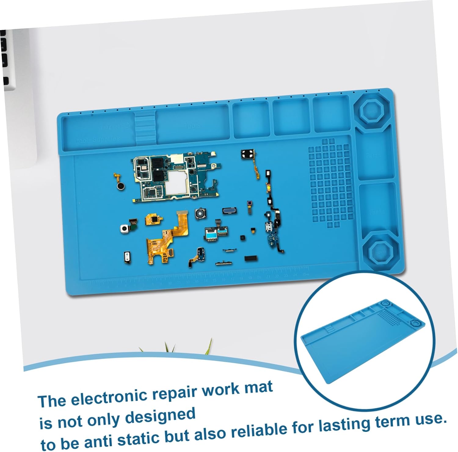 Hemobllo Silicone Soldering Mat for Electronics Repair Anti-Static Work Surface for Mobile Devices Heat Resistant Pad for Laptops Smartphones Cameras and More