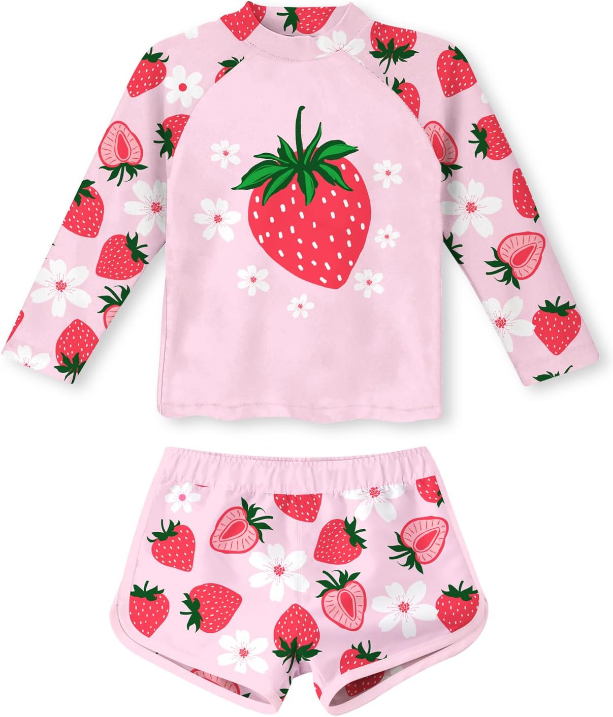 Vogseek 4-10T Girls Rashguard 2 Pieces Long Sleeve Swimsuit Swimwear with Shorts