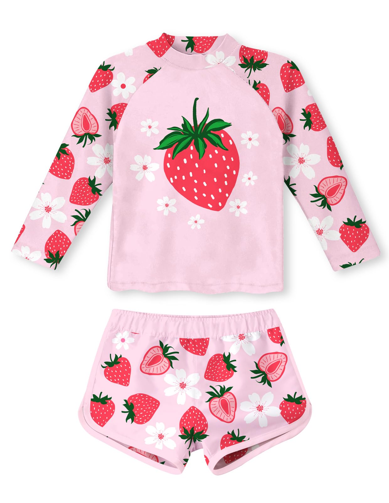 Vogseek 4-10T Girls Rashguard 2 Pieces Long Sleeve Swimsuit Swimwear with Shorts