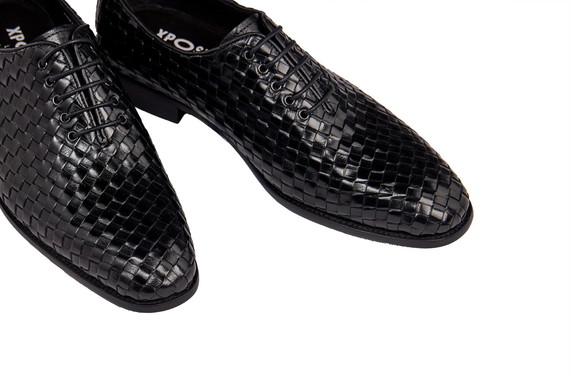 Xposed Handgefertigte Herren-Oxfords aus geflochtenem Kalbsleder, Klassische Schnürschuhe mit Korbgeflecht
