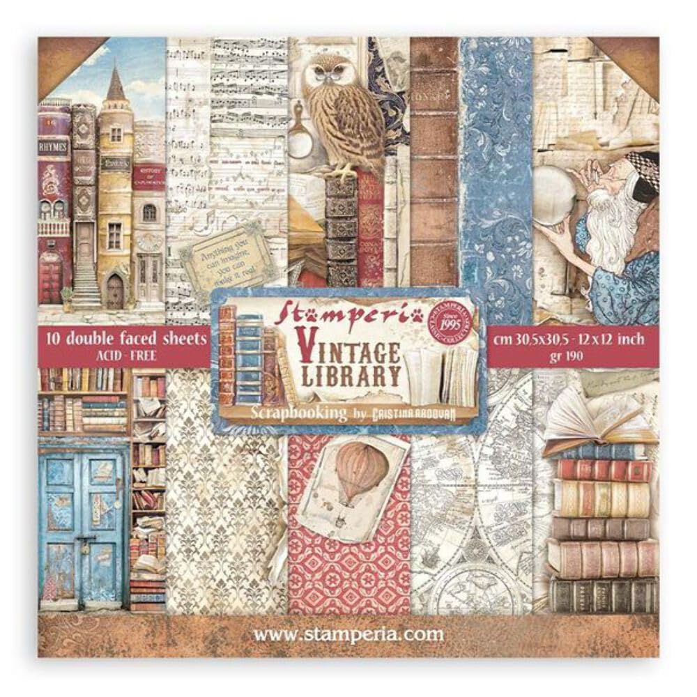 Stamperia, Vintage Library 12 x 12 Inch Paper Pack