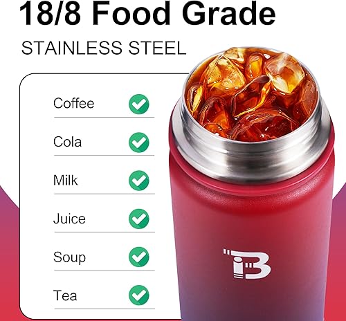 Miniatura 3 de Botella de agua aislada de 32 onzas con tapa de popote, tapa de boquilla y mango de paracaídas, botella de agua de acero inoxidable boca ancha,