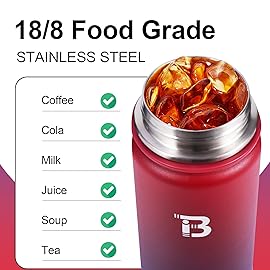 TOPBADE Insulated Water Bottle With 2 Lids (Straw Lid & Spout Lid), Stainless Steel Water Bottle with Paracord Handle Wide Mouth, Double Wall Sweat-Proof BPA-Free RED BLUE