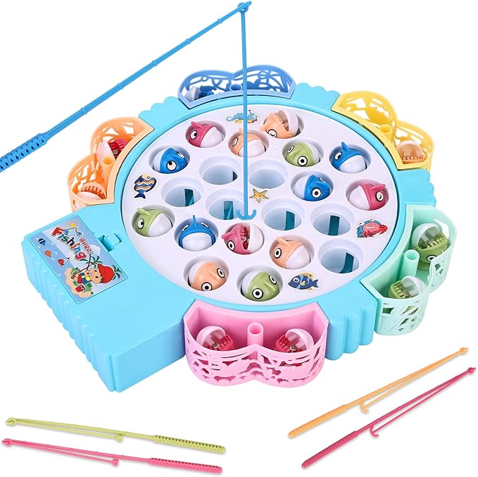 Fishing Game Toys, Rotating Board Game with Music