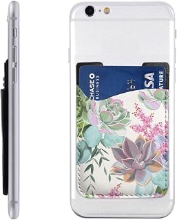 Colorful Cactus Print Leather Mobile Phone Card Package Card Case Cell Phone Card Pocket Compatible with Most Smartphones