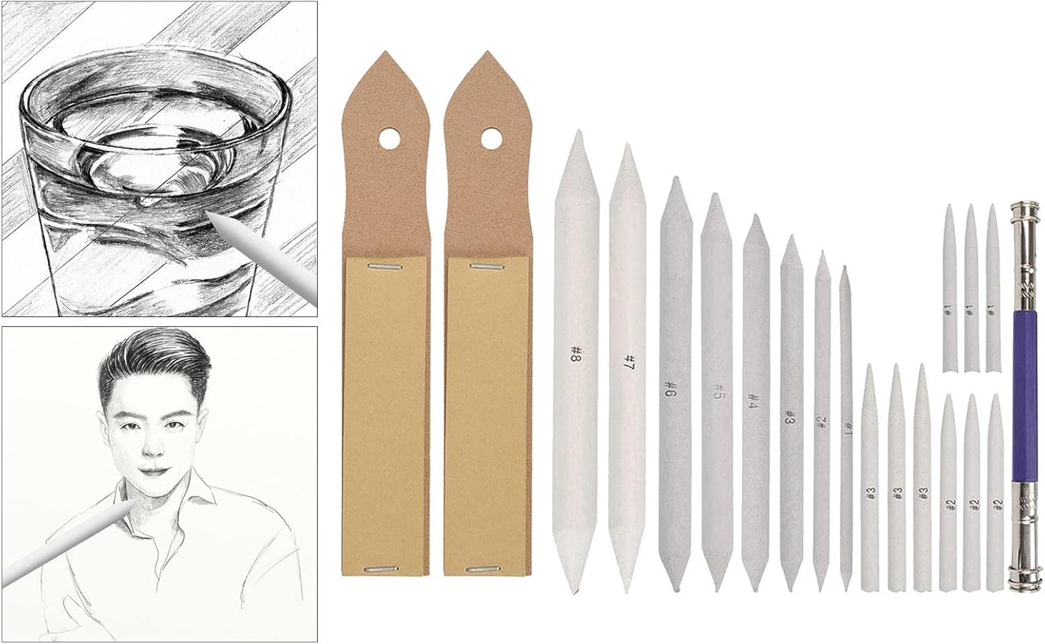 20pcs Blending Stumps Tortillon Set Sketch Art Paper for Artists DIY Drawing