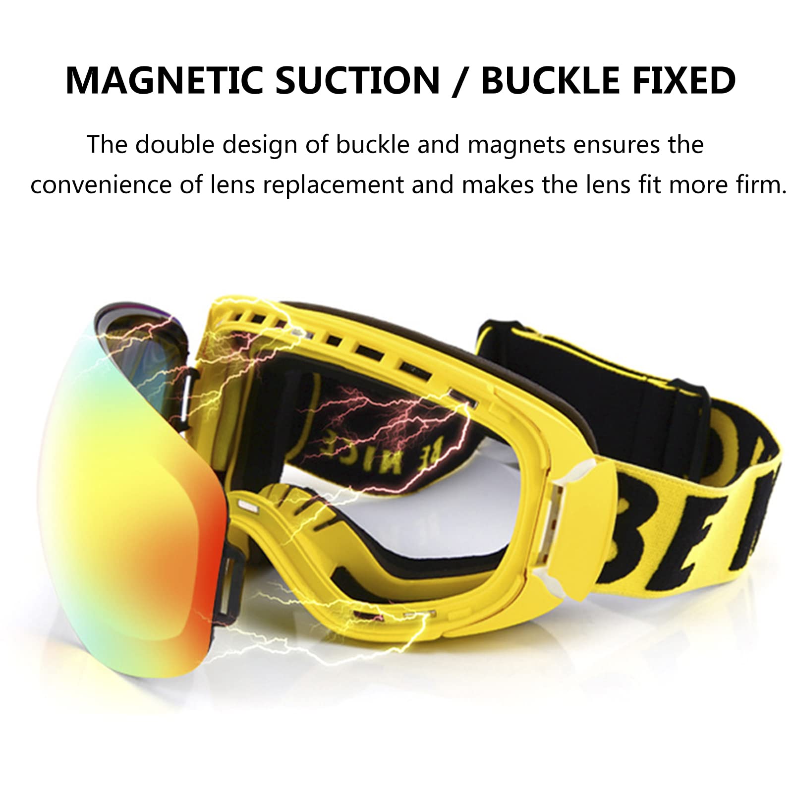 Gafas de Esquí OTG para Hombre Mujer, Máscara Gafas Anti Niebla Protección UV, Gafas de Motocross Dirt Bike Racing a Prueba de Viento e Polvo