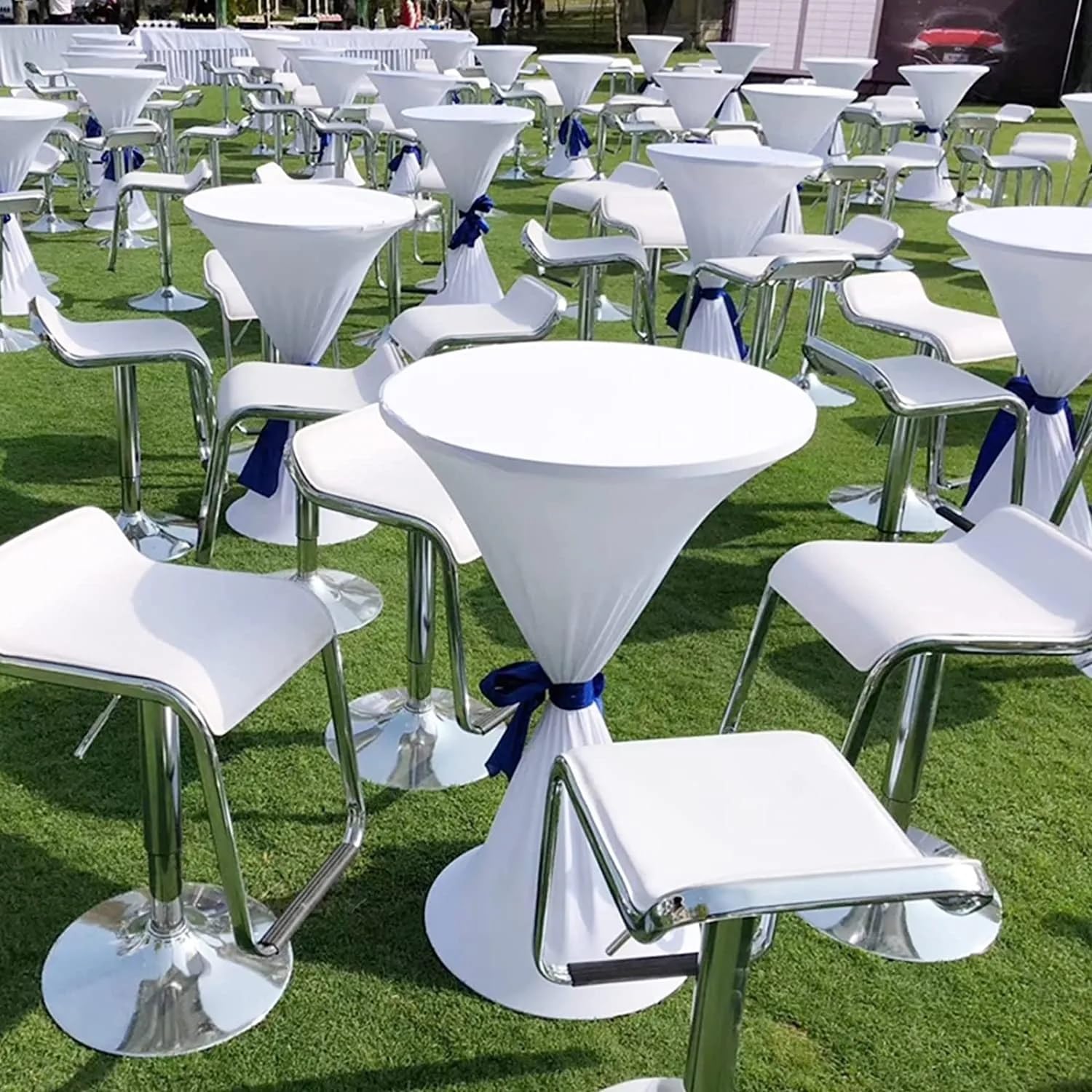 Housse de Table Ronde Extensible, Ø 60-80 cm Blanc Housse Mange Debout pour Mariage Hôtel Restaurant Table de Brasserie Haute de Bistrot Jardin Restaurent Bar (Color : #19, Size : 80x110CM)