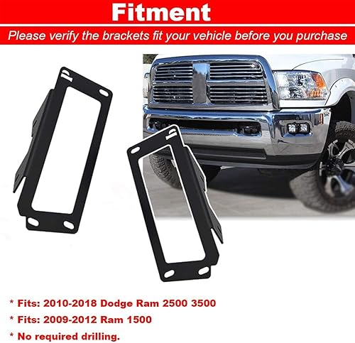 Miniatura 4 de Soportes de montaje mejorados de ubicación de luz antiniebla para parachoques oculto dually compatibles con Dodge Ram 2500 3500 2010-2019 Ram 1500
