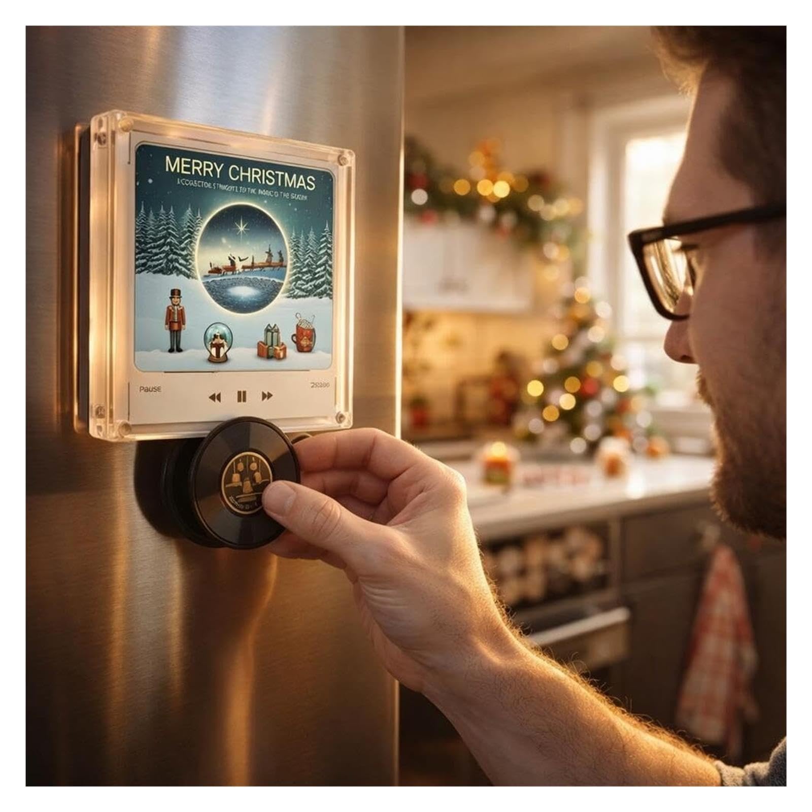 Aimants de Musique de Noël pour réfrigérateur avec 9 disques, Cadeau