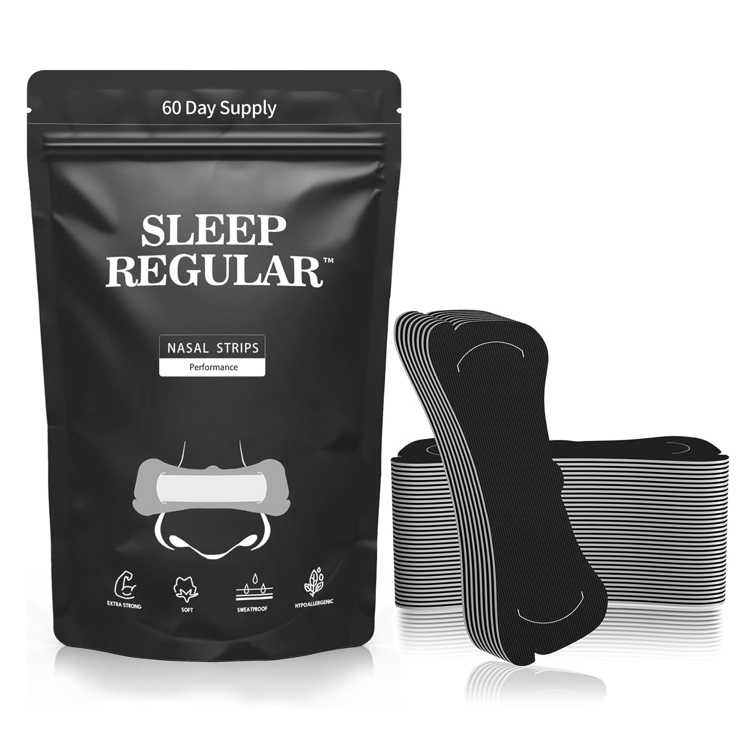 Performance Nasal Strips for Athletes 60 Count - Extra Strength Anti Sweat Nose Strips for Snoring - Enhance