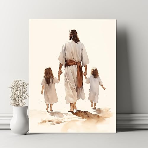 Vista 64 de Arte de pared de Jesús y el niño, póster minimalista bohemio cristiano, lienzo para pared, imagen abstracta de Jesús, arte cristiano religioso Jesús