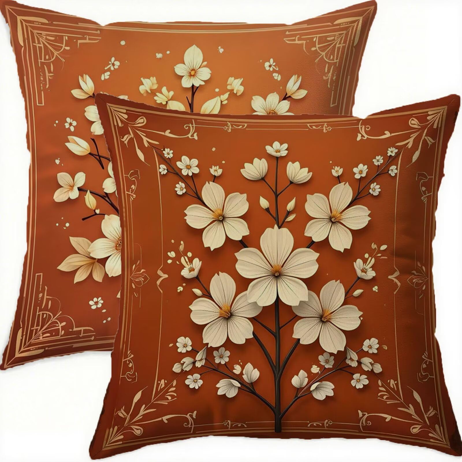 Housse coussin 75x75cm imperméable double face lot de 2 en velours avec zip invisible B320