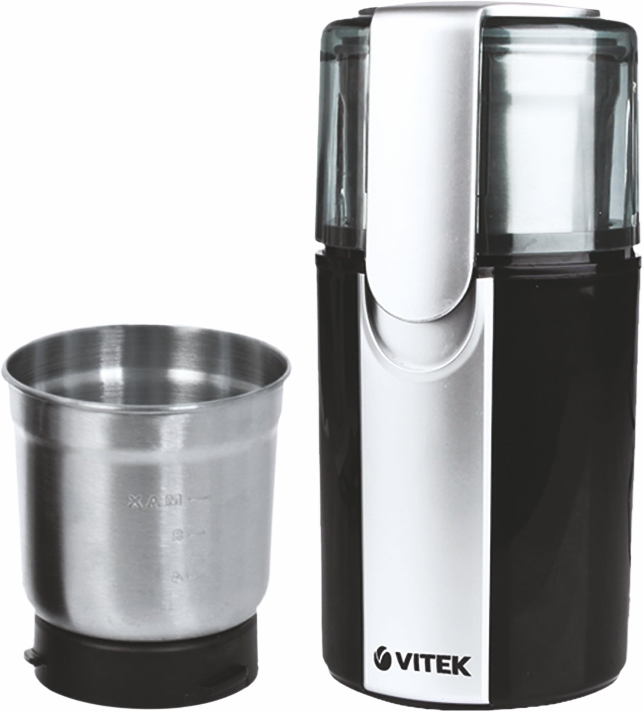 VITEK VT-1541 BK-I 200-Watt Mini Wet & Dry Smart Grinder Suitable for Coffee, Masala, Spices, Chutney with 2 Separate Detachable Jars (Silver/Black)