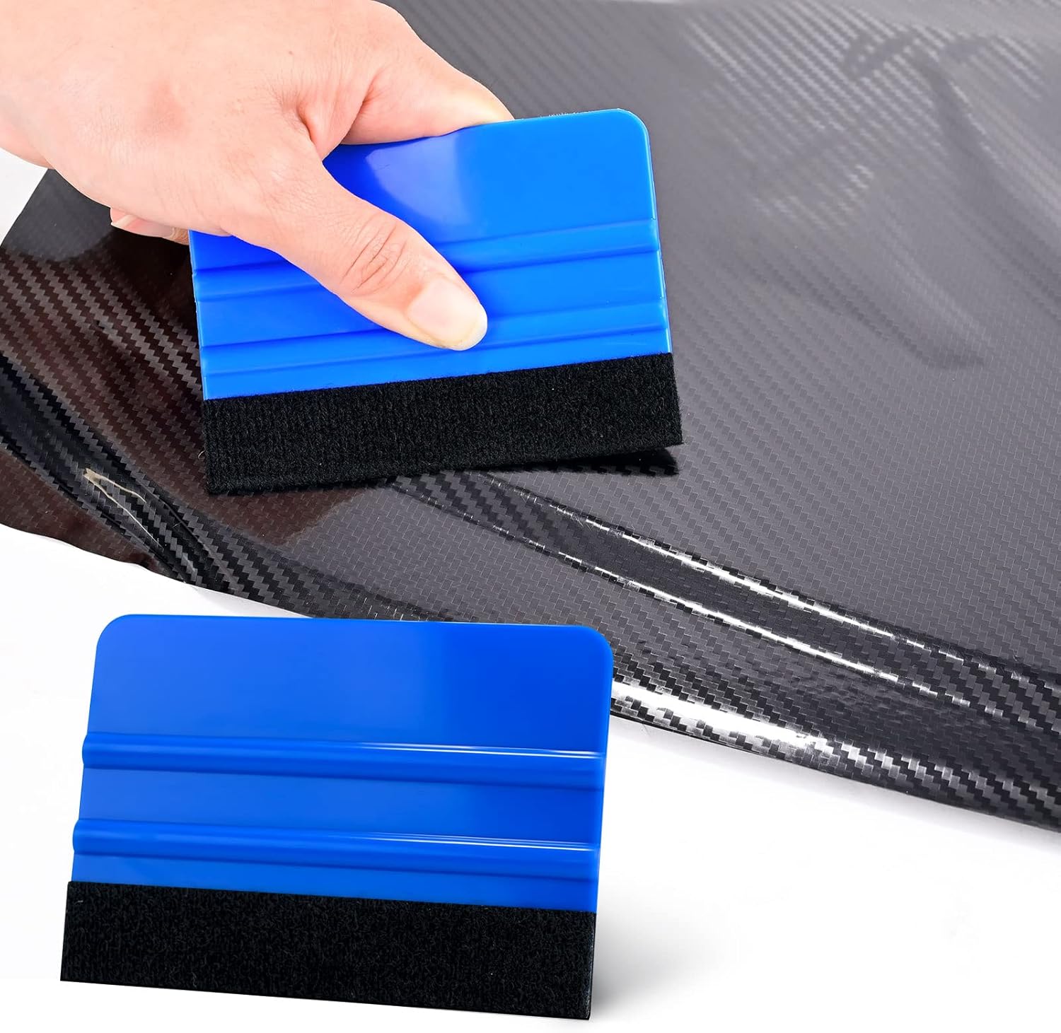 NEWISHTOOL 100 PCS Felt Squeegee for Vinyl - Flexible Plastic Squeegee with Fabric Felt for Vinyl Wrap Application, Bubble Removal, Sign Making, Graphic Decal Installing & Car Wrapping Scraper Tool