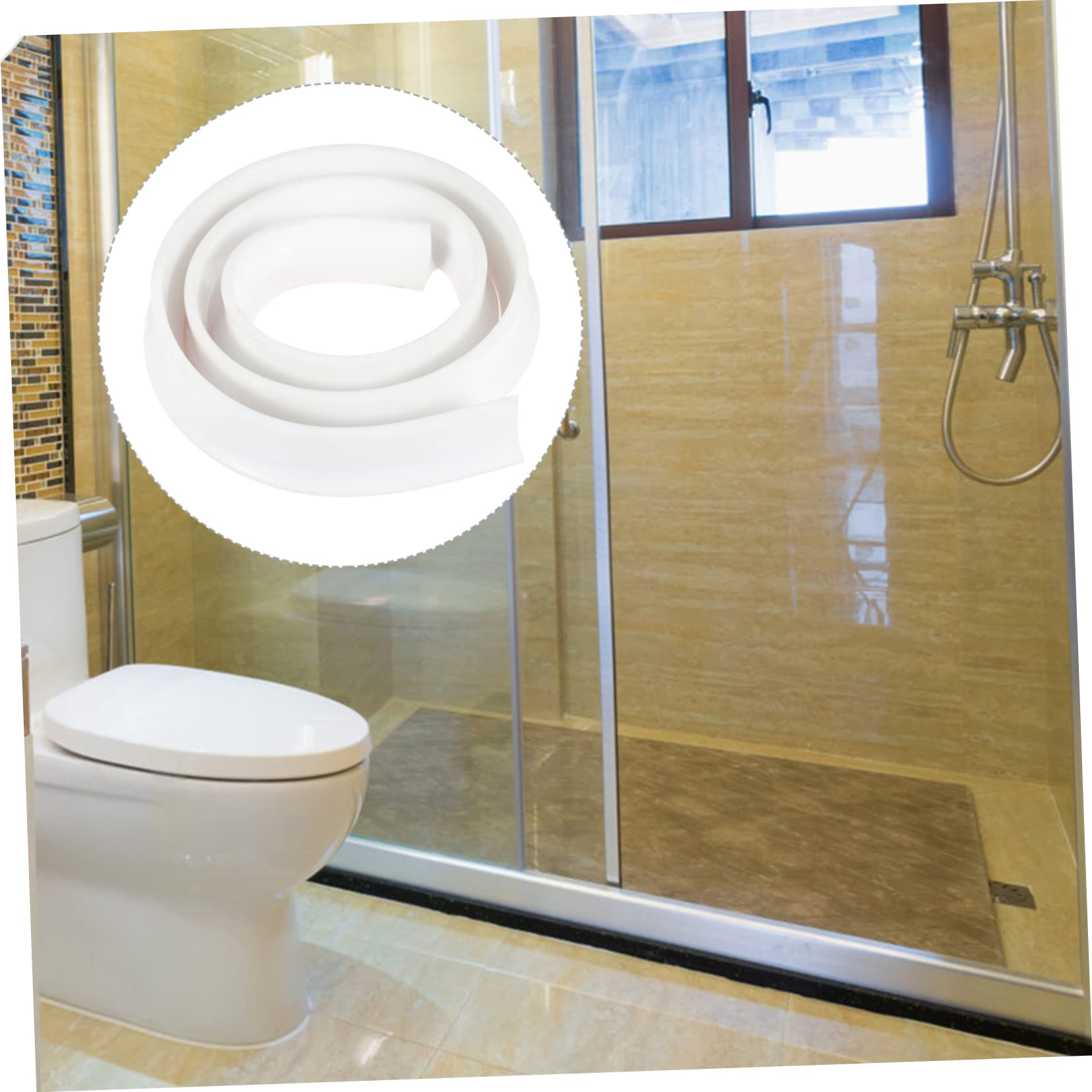 Striscia di Tenuta Acqua in Silicone Bianco 1, 5x3 Cm per Doccia | Tagliabile, Buona Tenuta, per Piano e Soglia, Barra Adesiva per Bagno e Wc