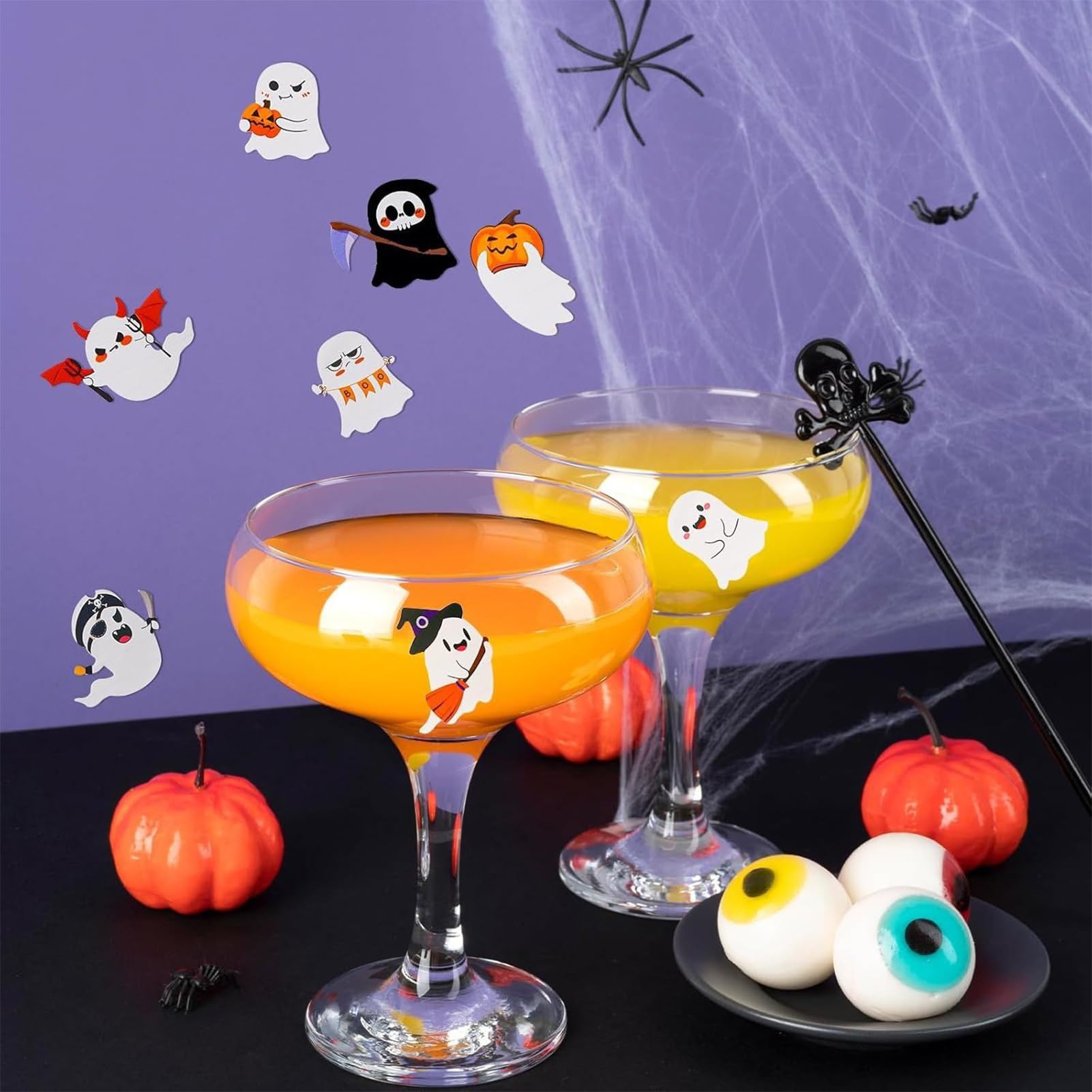 Rouleau De 500 Autocollants Halloween – Motifs Fantômes Mignons 38 Mm – Déco Pour Bonbons, Cadeaux, Scrapbooking (8 Styles)